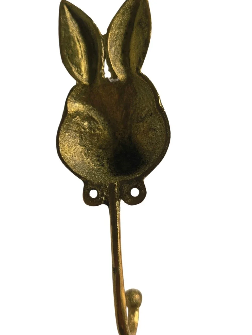 Brass Tone Rabbit Wall Hook Bunny Head Gold Cottagecore English Country Decor